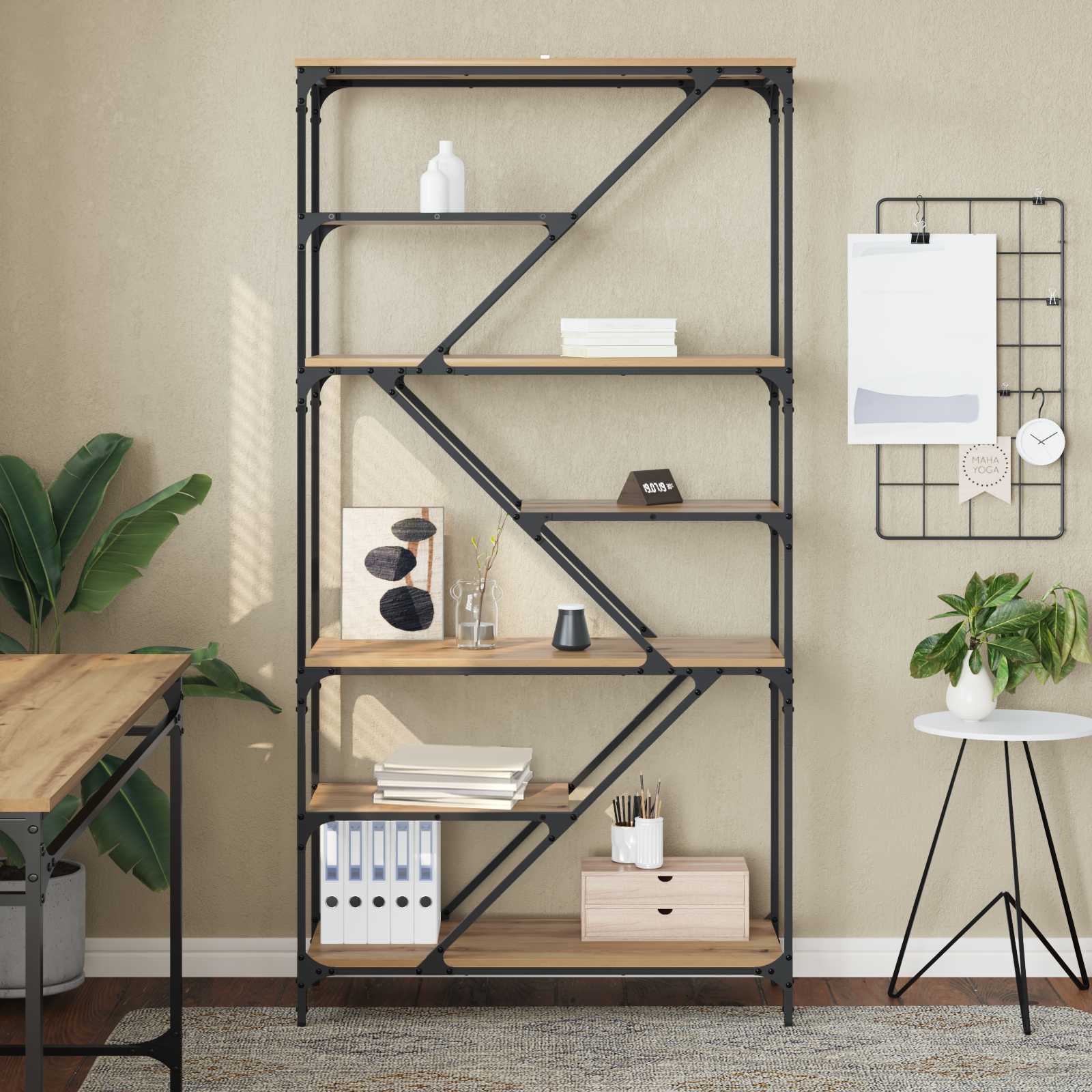 vidaXL Bookshelf 9-Tier 91 x 36 x 176 cm Engineered Wood Artisan Oak 4