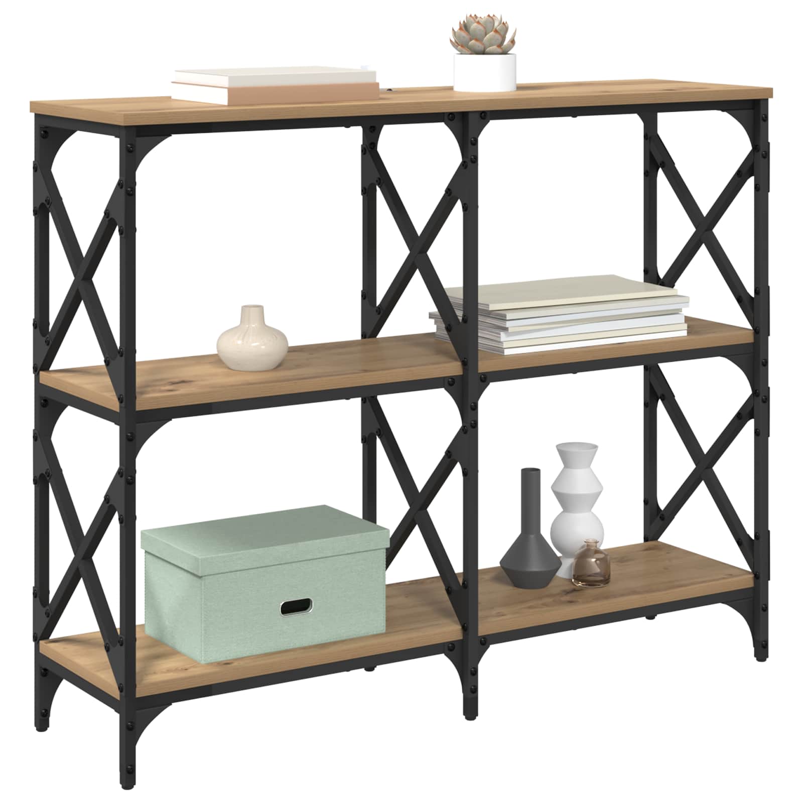 vidaXL Console Table Artisan Oak 100 x 28 x 80.5 cm Engineered Wood 3