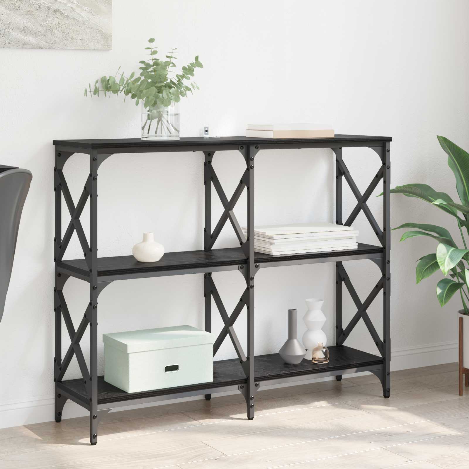 vidaXL Console Table Black Oak 100 x 28 x 80.5 cm Engineered Wood 1