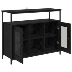 vidaXL Sideboard Black Oak 100 x 35 x 80 cm Engineered Wood 5
