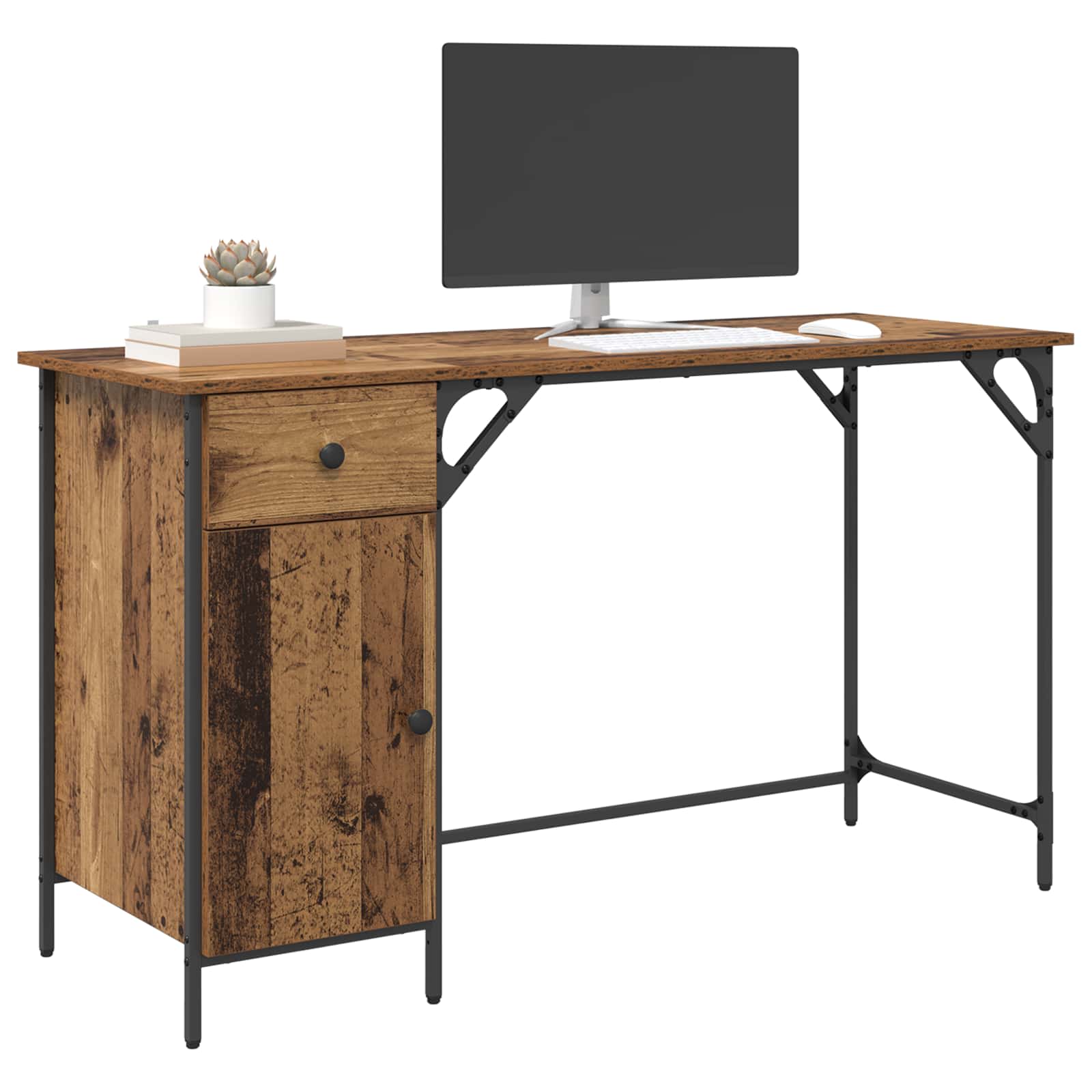 vidaXL Computer Desk Old Wood 131 x 48 x 75 cm Engineered Wood 3