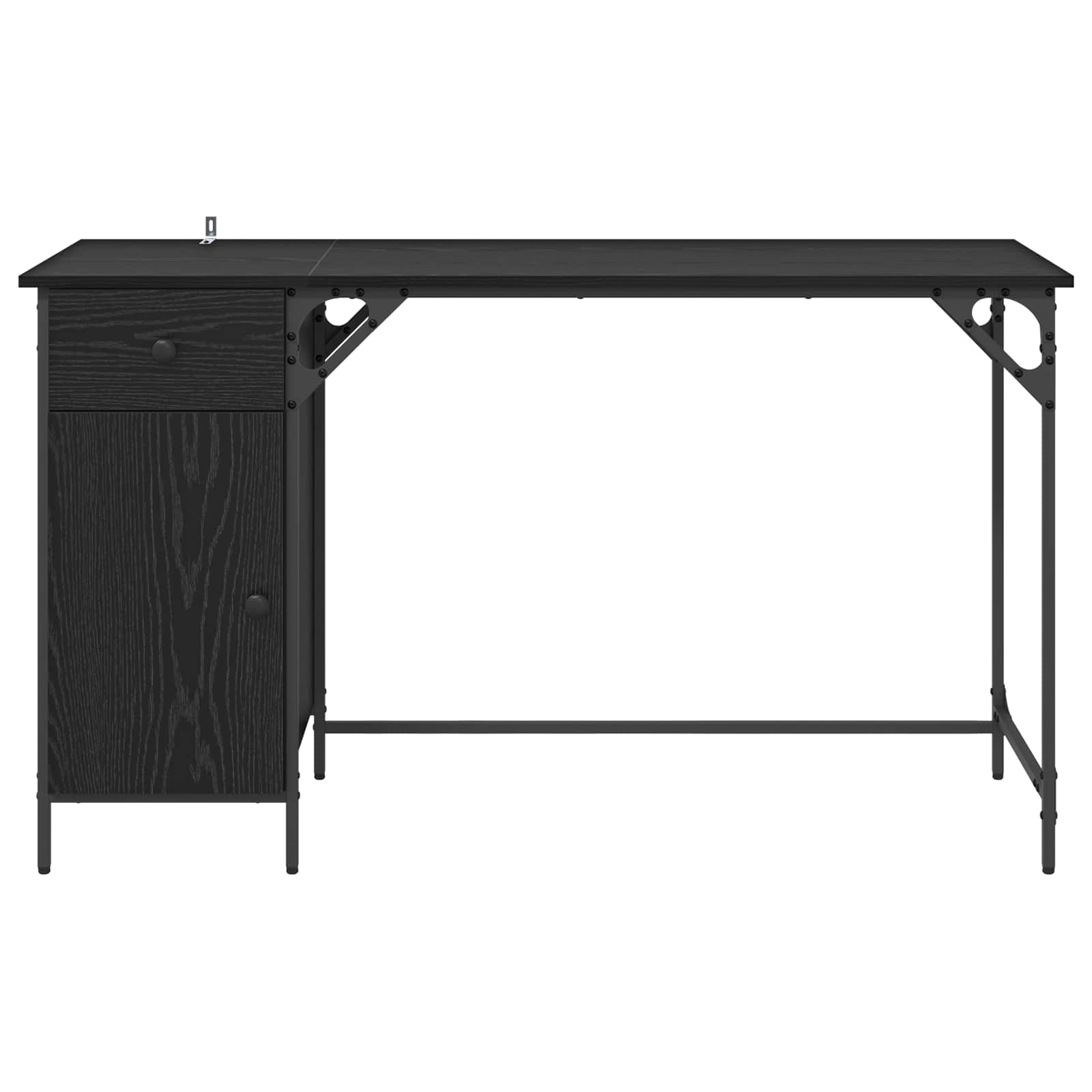 vidaXL Computer Desk Black Oak 131 x 48 x 75 cm Engineered Wood 6