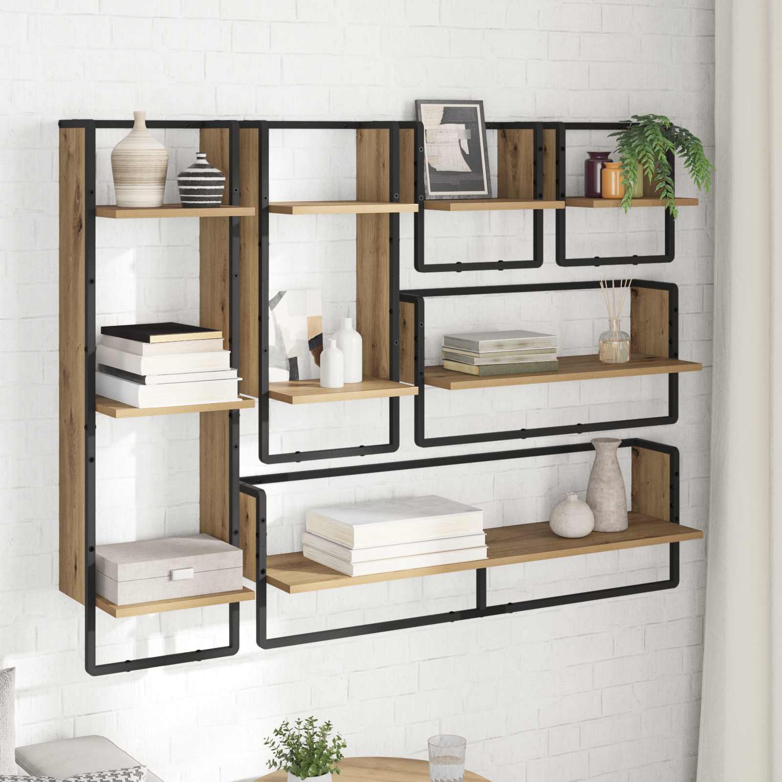 vidaXL Wall Shelf Set 6 pcs Artisan Oak 100 x 25 x 30 cm 4