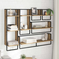 vidaXL Wall Shelf Set 6 pcs Artisan Oak 100 x 25 x 30 cm 4