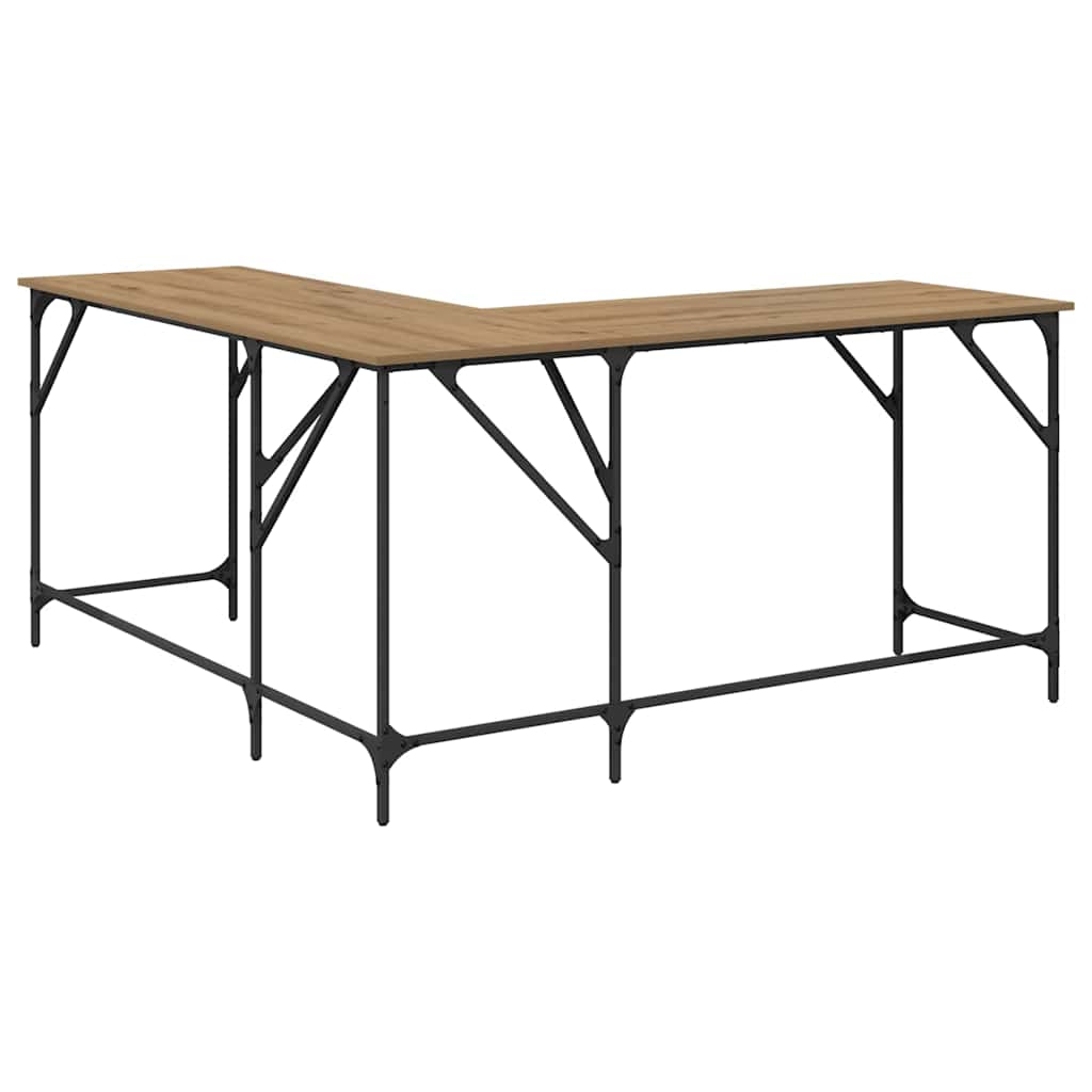 vidaXL Desk Artisan Oak Engineered Wood 149 x 149 x 75 cm 6