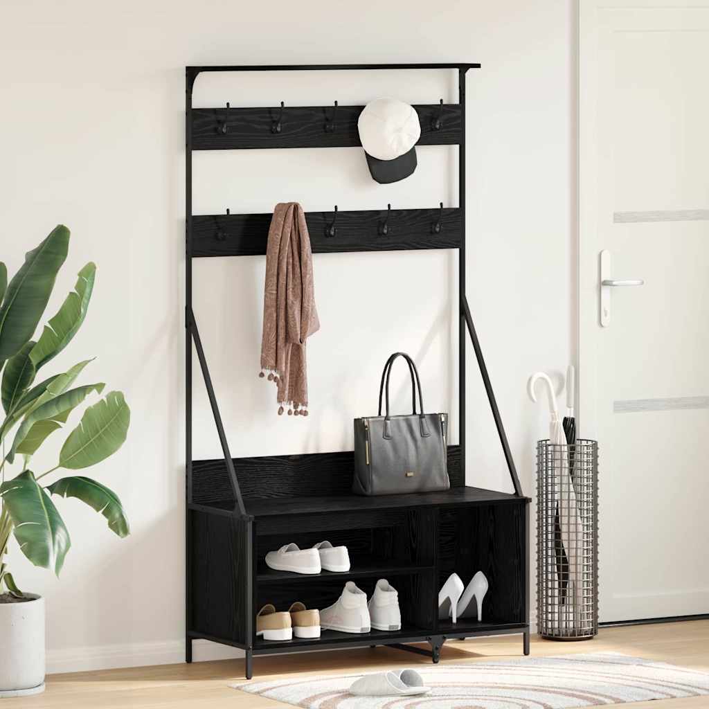 Clothes Rack with Shoe Storage 100x41x184 cm Black oak
