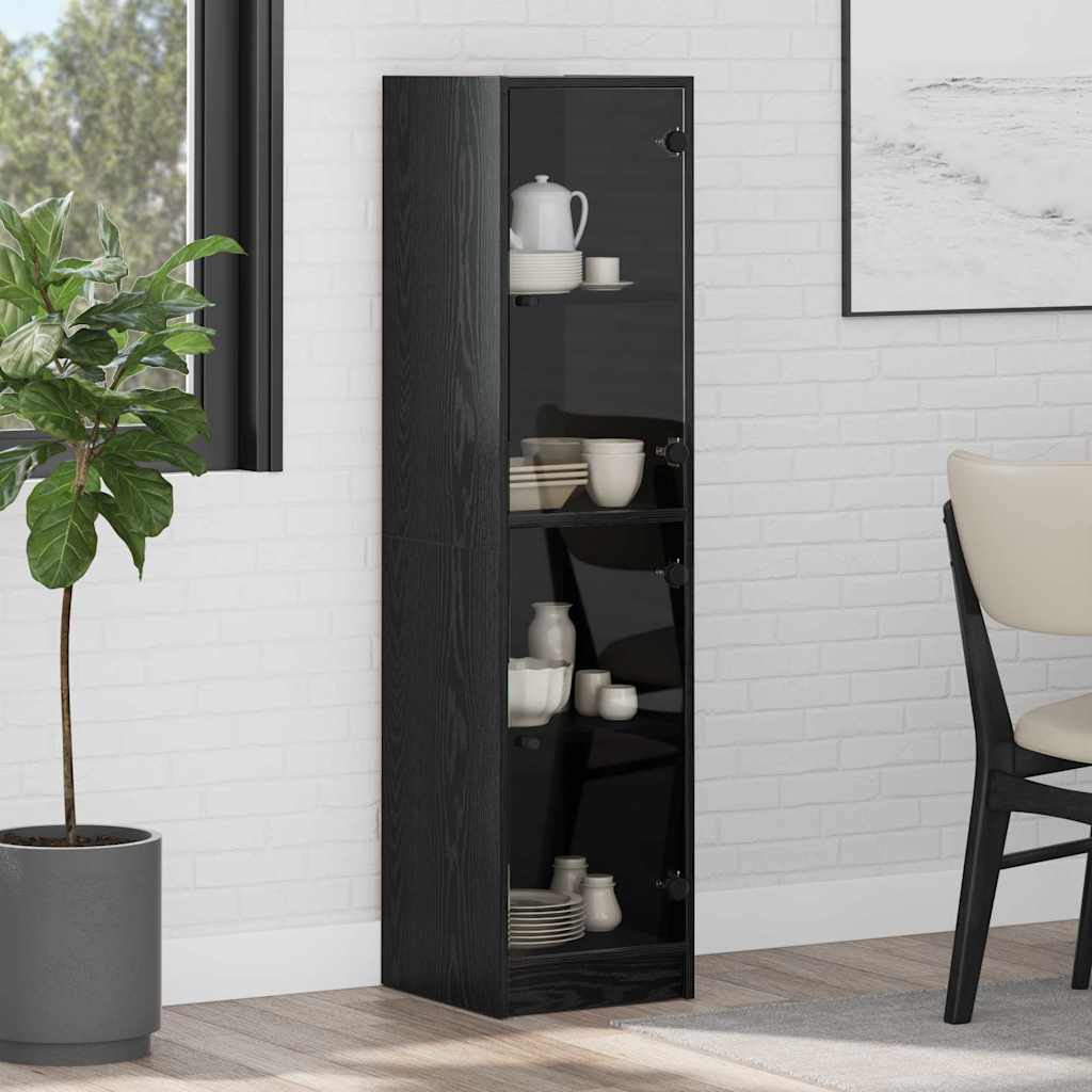 vidaXL Highboard Black Oak 35 x 37 x 142 cm Engineered Wood 1