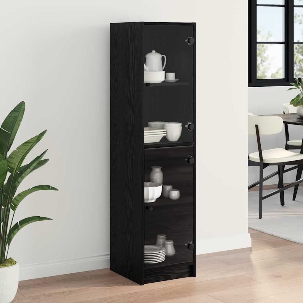 vidaXL Highboard Black Oak 35 x 37 x 142 cm Engineered Wood 4