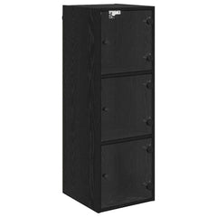 Wall Cabinet with Glass Doors 35x37x100 cm Black oak