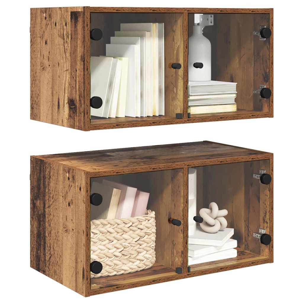 vidaXL Wall Cabinets 2 pcs 68 x 37 x 35 cm Engineered Wood Old Wood 3