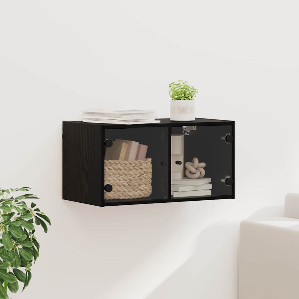 vidaXL Wall Cabinet 68 x 37 x 35 cm Engineered Wood Black Oak 1