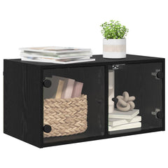 vidaXL Wall Cabinet 68 x 37 x 35 cm Engineered Wood Black Oak 3