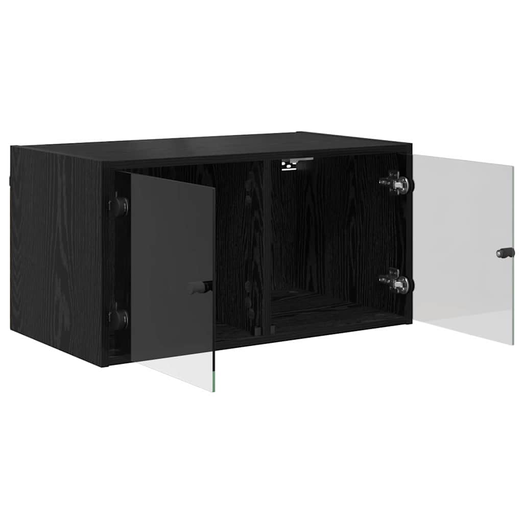 vidaXL Wall Cabinets 2 pcs 68 x 37 x 35 cm Engineered Wood Black Oak 5