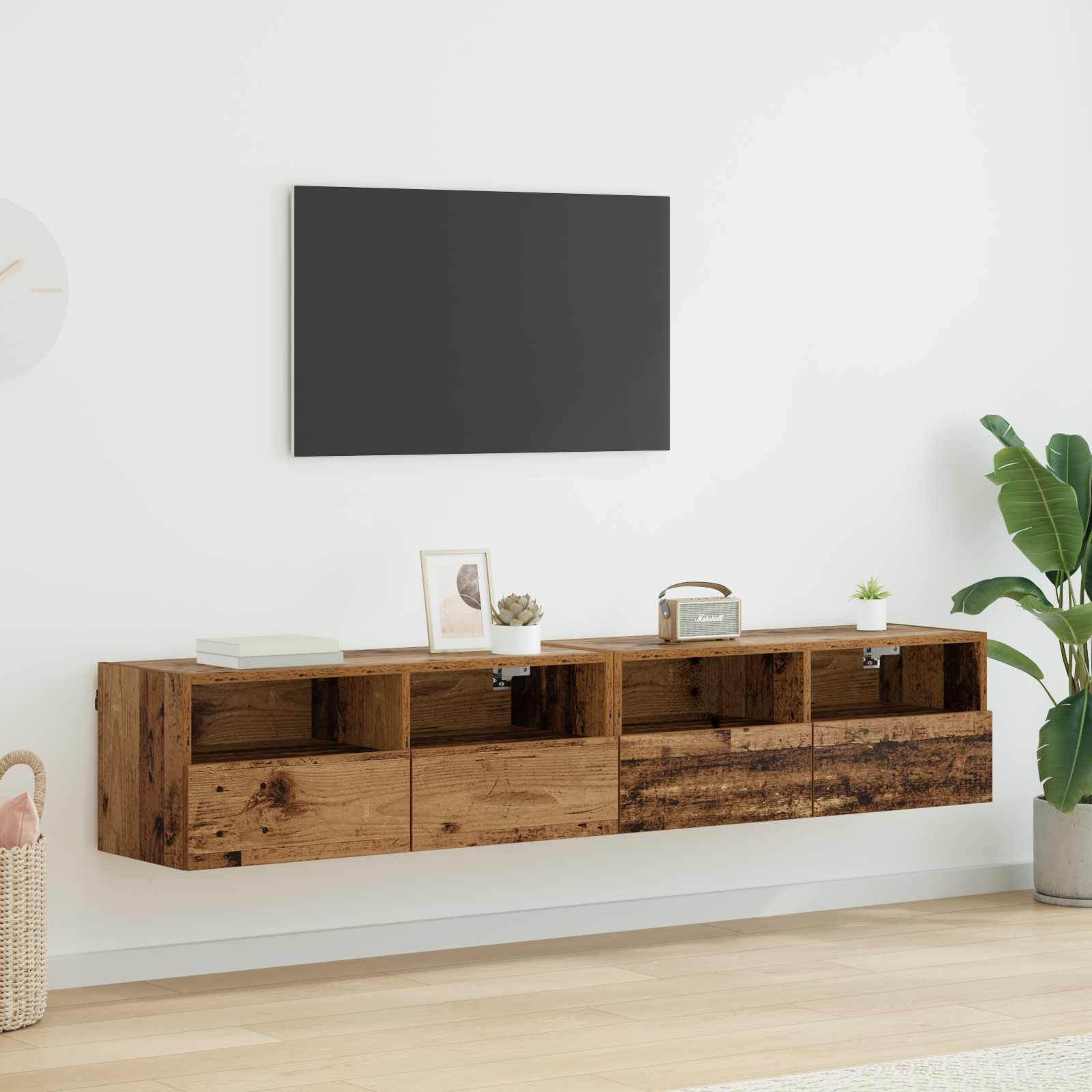TV Wall Cabinets 80x30x30 cm Engineered Wood 2 Width 80 cm Old wood