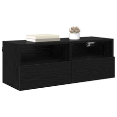 vidaXL TV Wall Cabinets 2 pcs Black Oak Engineered Wood 3