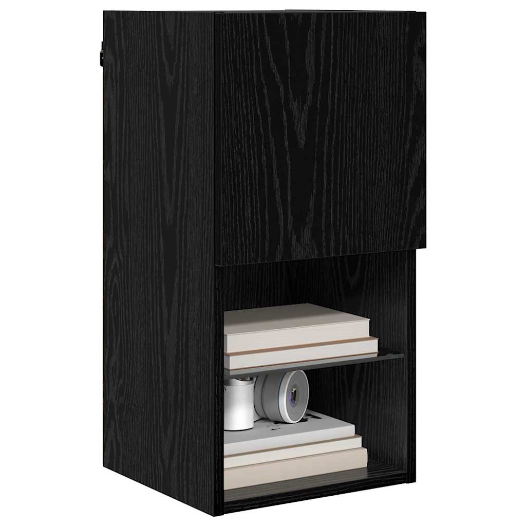 vidaXL Wall-mounted TV Cabinet 30.5 x 30 x 60 cm Black Oak 3