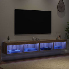 TV Cabinet Set with LED Lights 100x30x30 cm 2 pcs Artisan oak