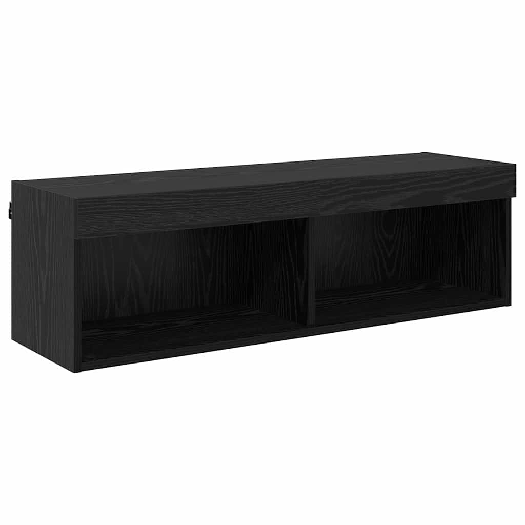 vidaXL TV Wall Cabinet 100 x 30 x 30 cm Black Oak Engineered Wood 2