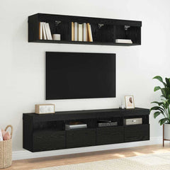 vidaXL TV Wall Cabinet 80 x 30 x 40 cm Black Oak Engineered Wood 6