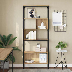 vidaXL Bookcase 7-Tier 76 x 33 x 188.5 cm Engineered Wood Artisan Oak 4
