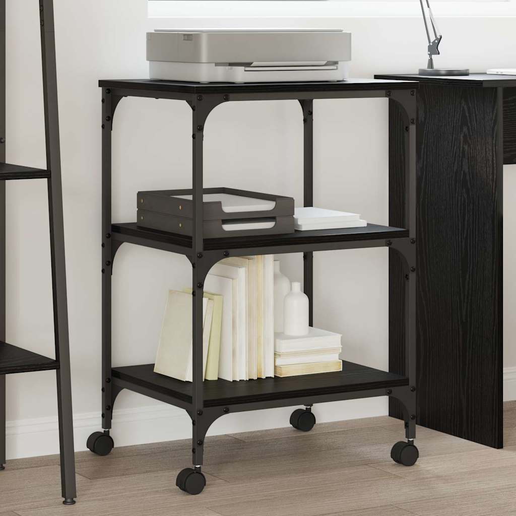 vidaXL Printer Stand Black Oak 50 x 41 x 75 cm Engineered Wood 1