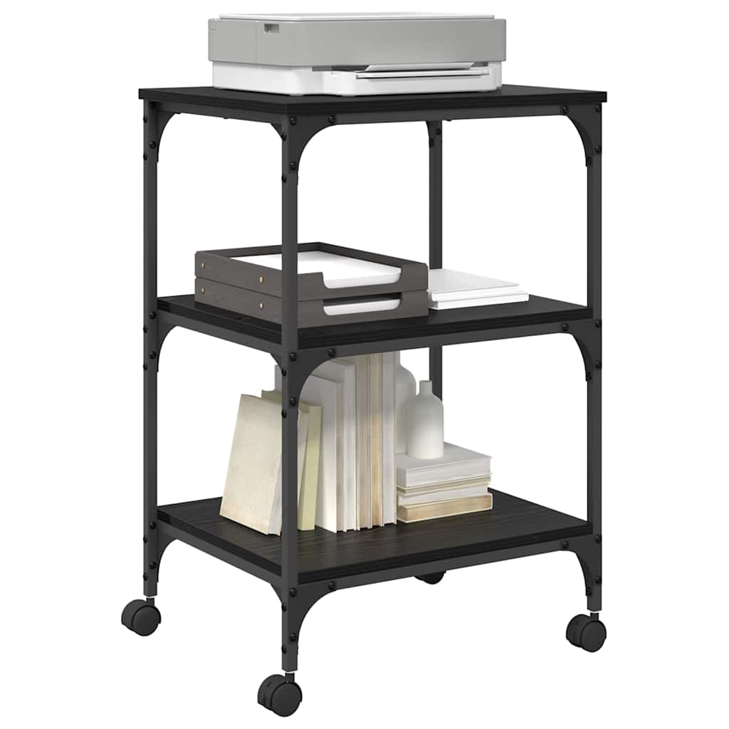vidaXL Printer Stand Black Oak 50 x 41 x 75 cm Engineered Wood 3