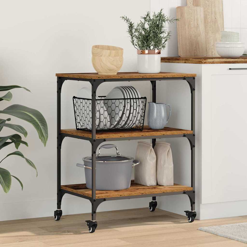 Kitchen Trolley 60 x 41 x 76 cm Engineered Wood Old wood