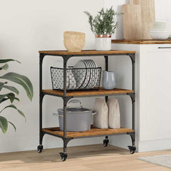 Kitchen Trolley 60 x 41 x 76 cm Engineered Wood Old wood