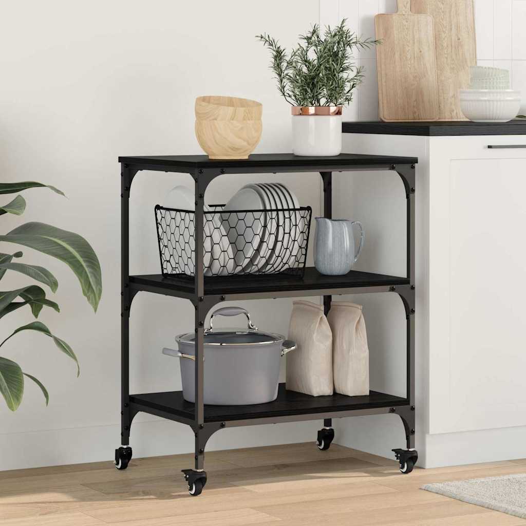Kitchen Trolley 60 x 41 x 76 cm Engineered Wood Black oak