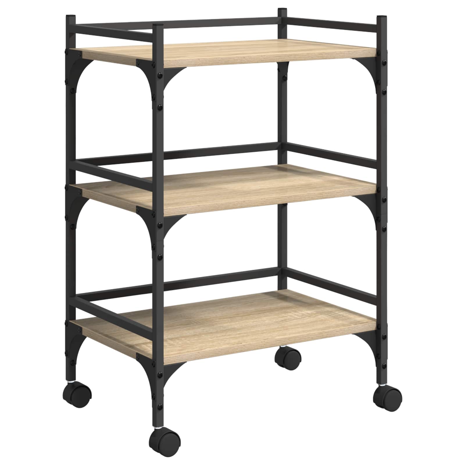vidaXL Kitchen Trolley Sonoma Oak 50 x 35 x 75.5 cm Engineered Wood 2