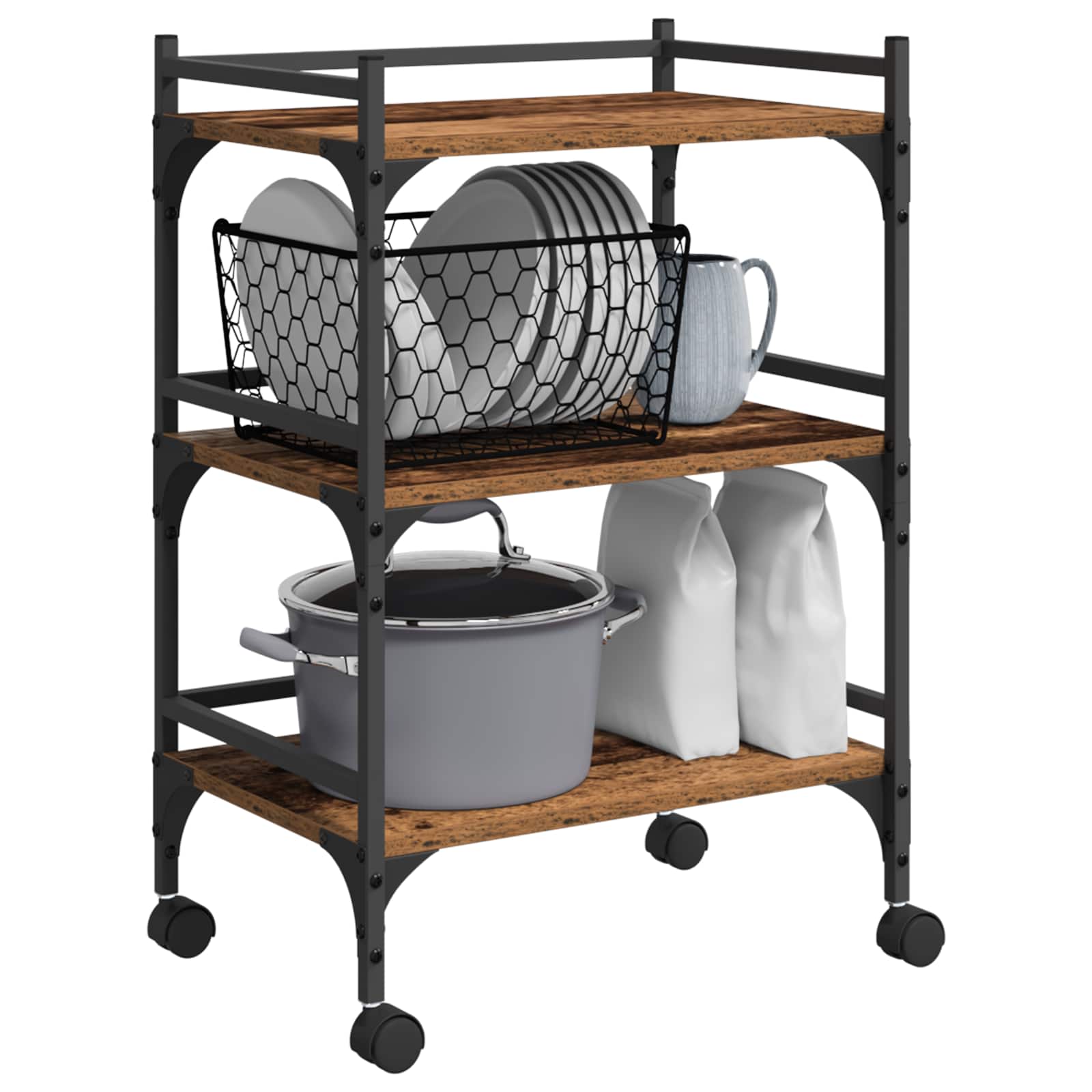 vidaXL Kitchen Trolley Old Wood 50 x 35 x 75.5 cm Engineered Wood 3