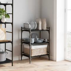 vidaXL Kitchen Trolley Black Oak 50 x 35 x 75.5 cm Engineered Wood 4
