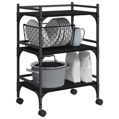 vidaXL Kitchen Trolley Black Oak 50 x 35 x 75.5 cm Engineered Wood 3