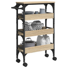 vidaXL Kitchen Trolley Sonoma Oak 53 x 20 x 76 cm Engineered Wood 3