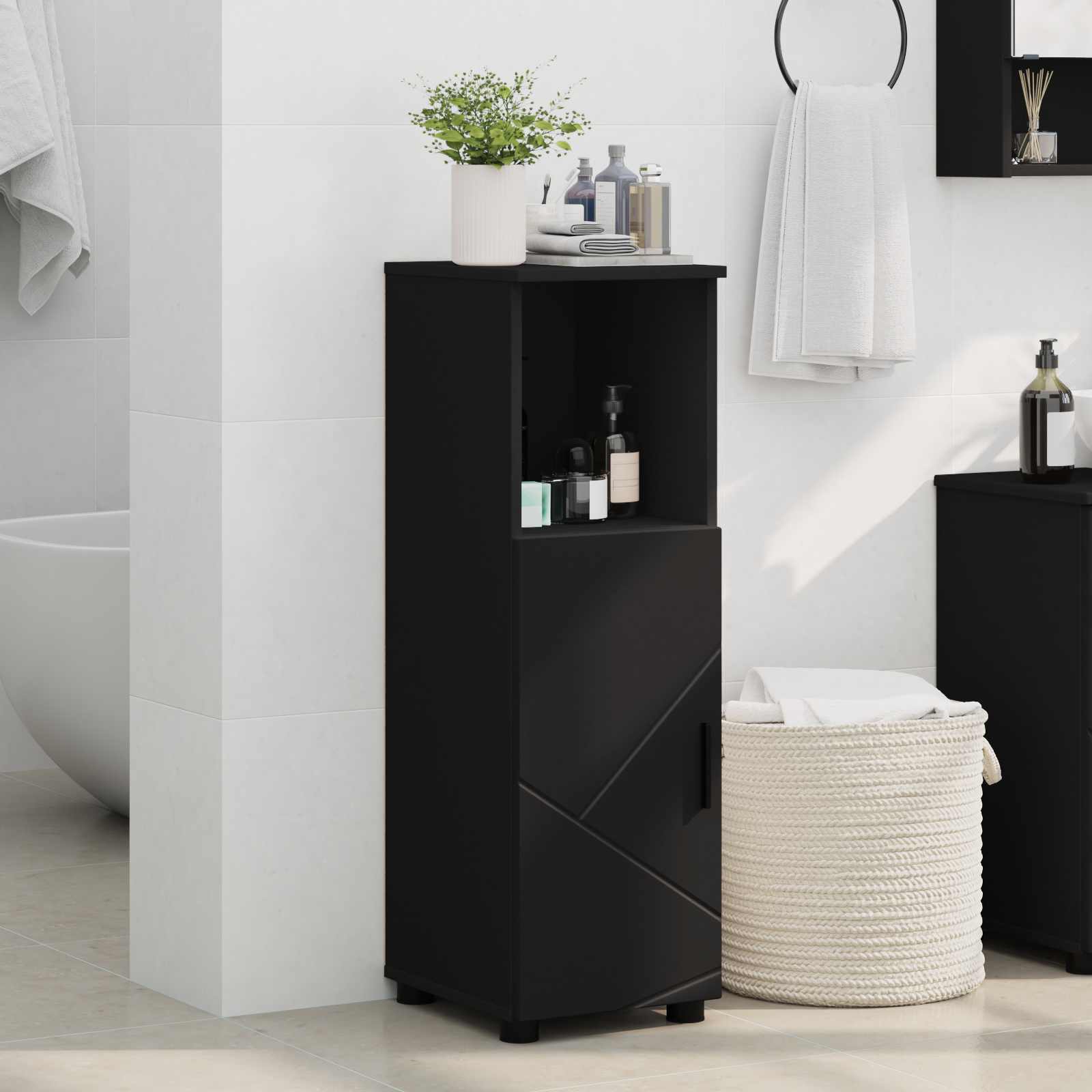 vidaXL Bathroom Cabinet Black 30 x 35 x 95 cm Engineered wood, Metal 4