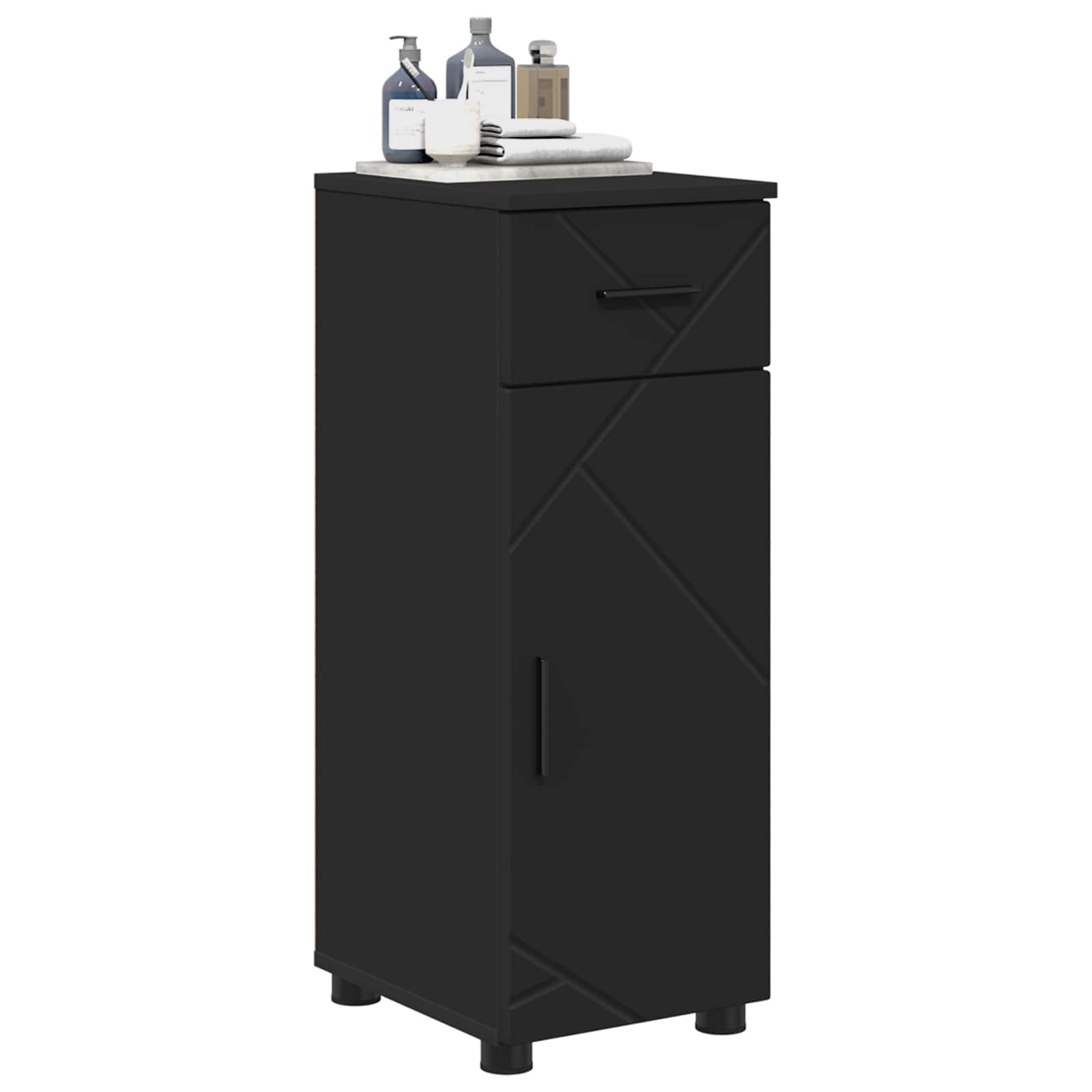 vidaXL Bathroom Cabinet Black 30 x 35 x 80 cm Engineered wood, Metal 3