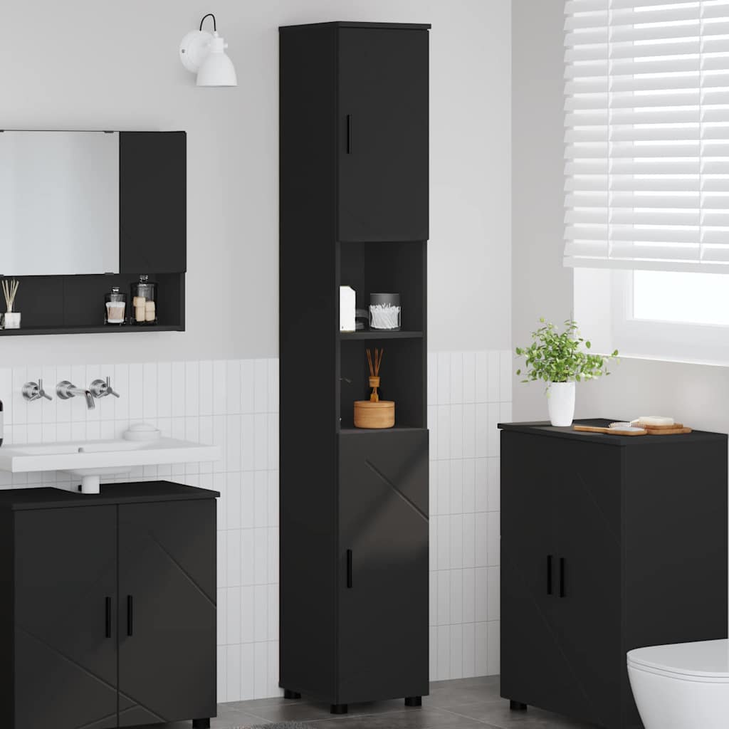 Bathroom Cabinet 30 x 35 x 192 cm Black