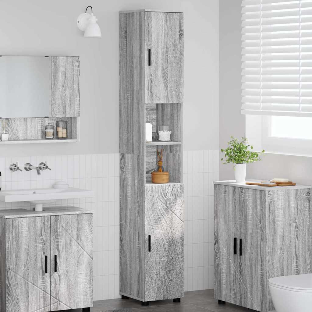 Bathroom Cabinet 30 x 35 x 192 cm Grey sonoma