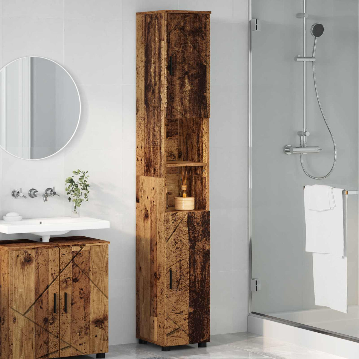 Bathroom Cabinet 30 x 35 x 192 cm Old wood