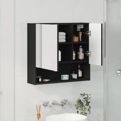 vidaXL Mirror Cabinet Black 59 x 17 x 55 cm Engineered Wood 4
