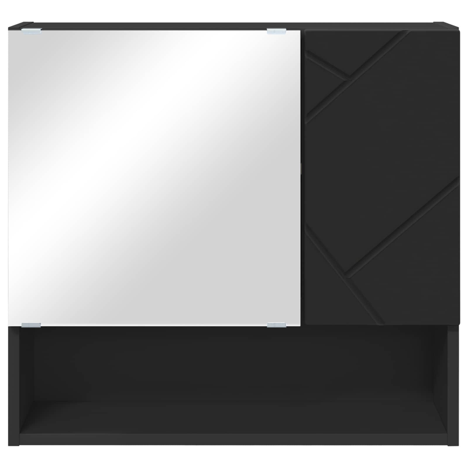 vidaXL Mirror Cabinet Black 59 x 17 x 55 cm Engineered Wood 6