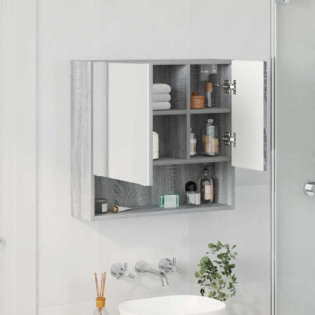 vidaXL Mirror Cabinet Grey Sonoma 59 x 17 x 55 cm Engineered Wood 4