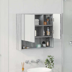 vidaXL Mirror Cabinet Grey Sonoma 59 x 17 x 55 cm Engineered Wood 4