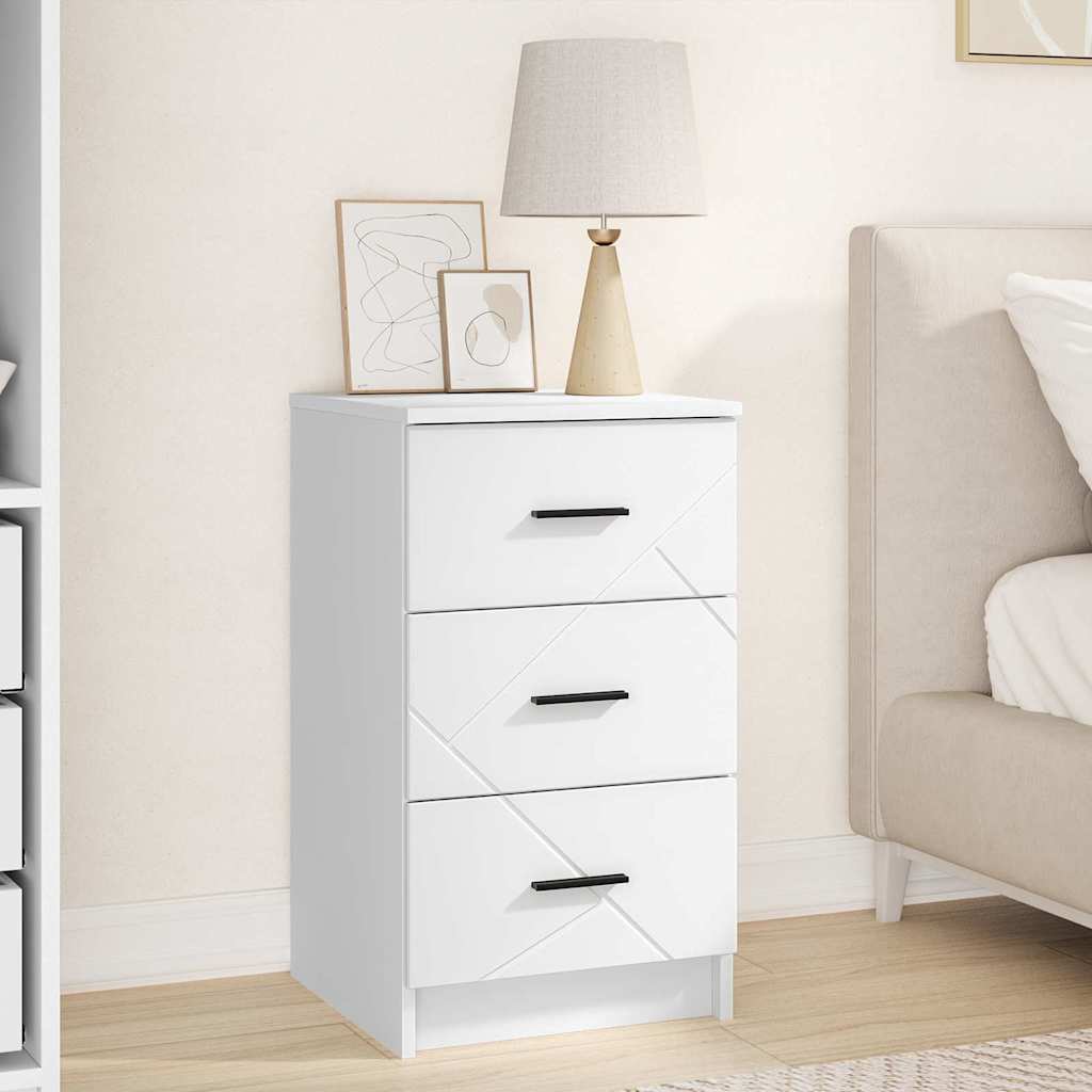 Bedside Cabinet Engineered Wood in White