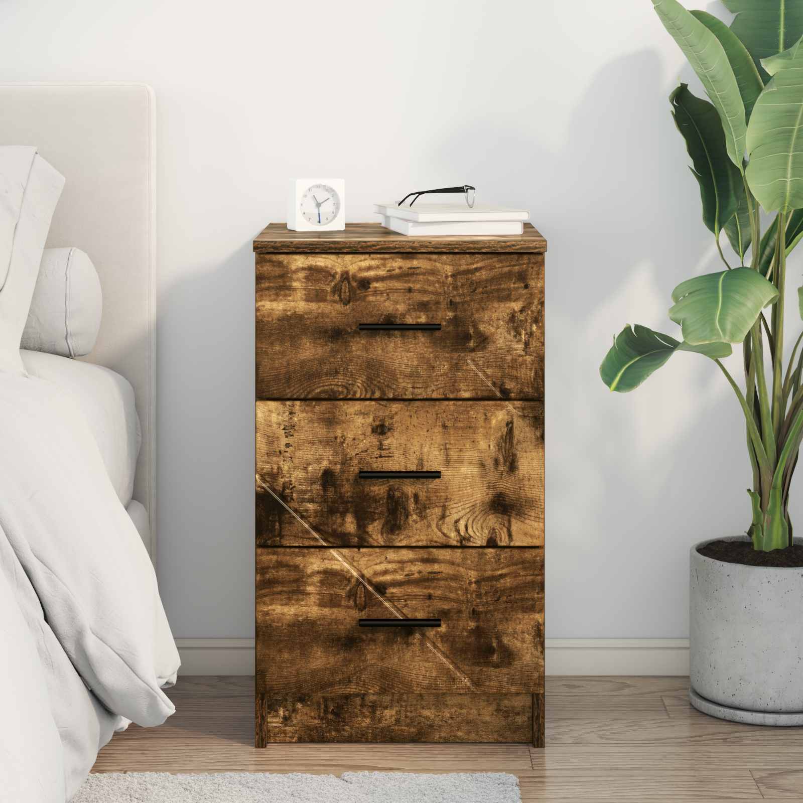 vidaXL Bedside Cabinet Smoked oak 38 x 38 x 66 cm Engineered wood 4
