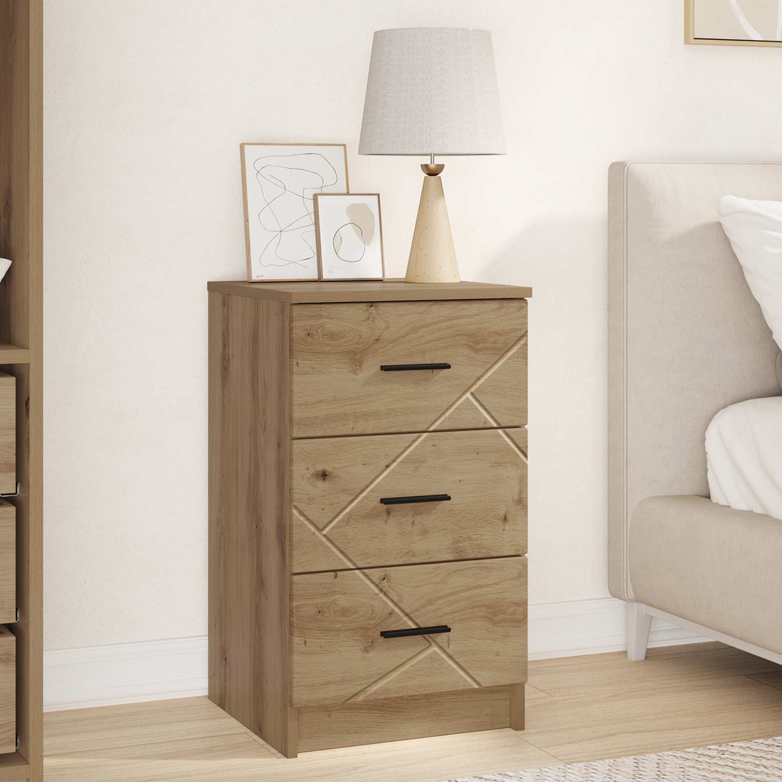 Bedside Cabinet Engineered Wood in Artisan Oak