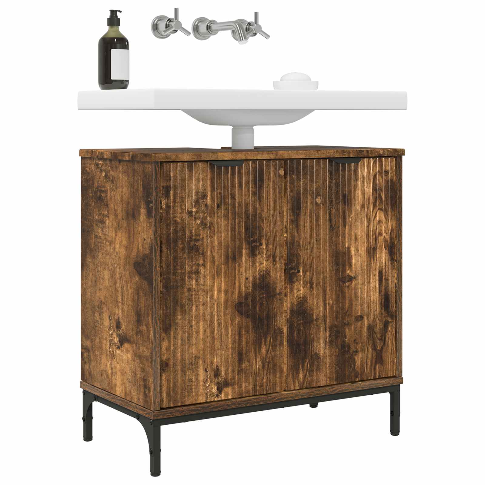 vidaXL Bathroom Sink Cabinet Smoked Oak 60.5 x 33.5 x 61 cm 3