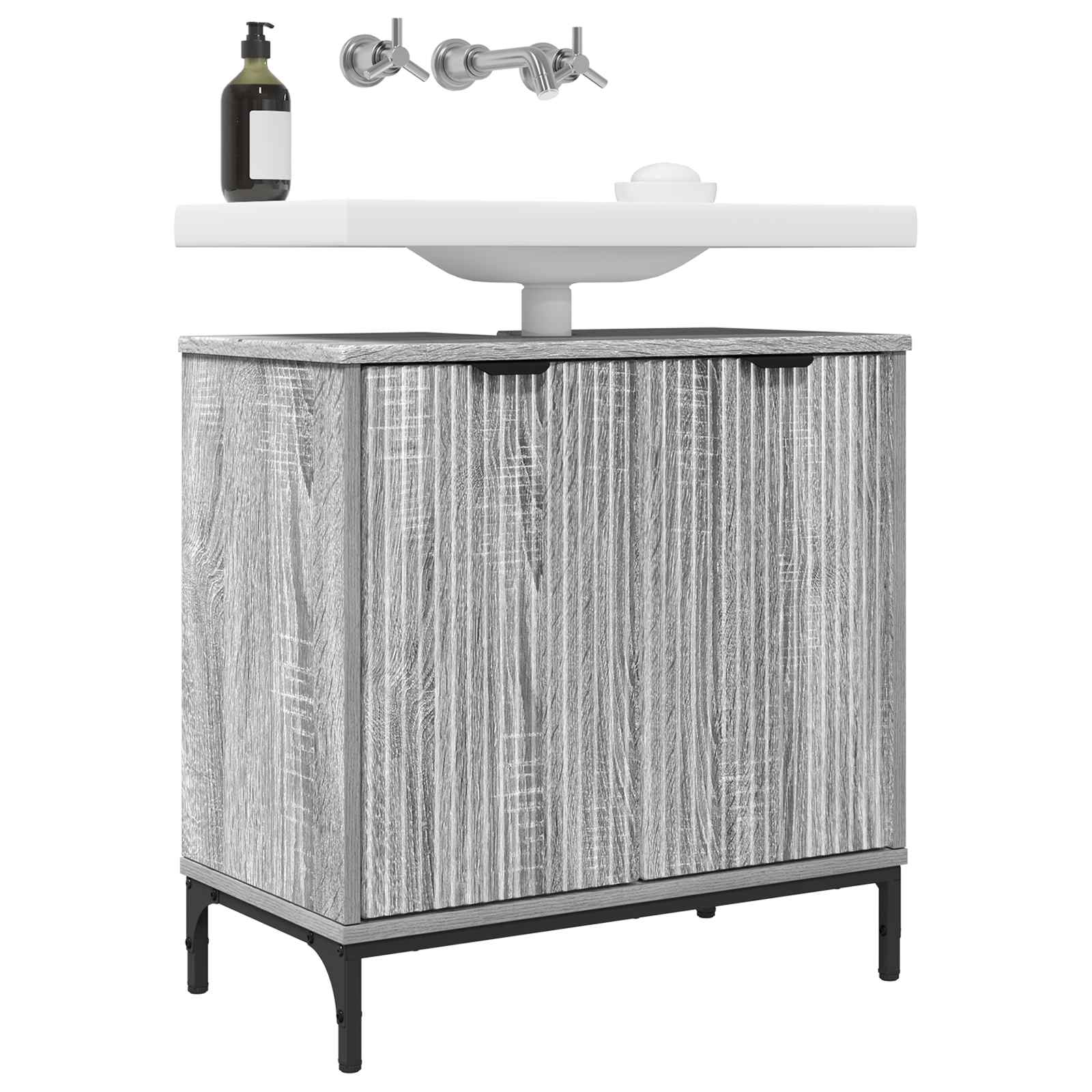vidaXL Bathroom Sink Cabinet Grey Sonoma 60.5 x 33.5 x 61 cm 3