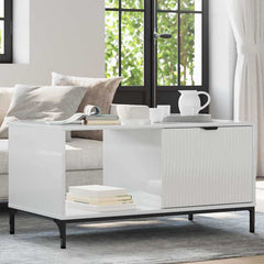 Coffee Table 90 x 49 x 46 cm Engineered Wood High gloss white