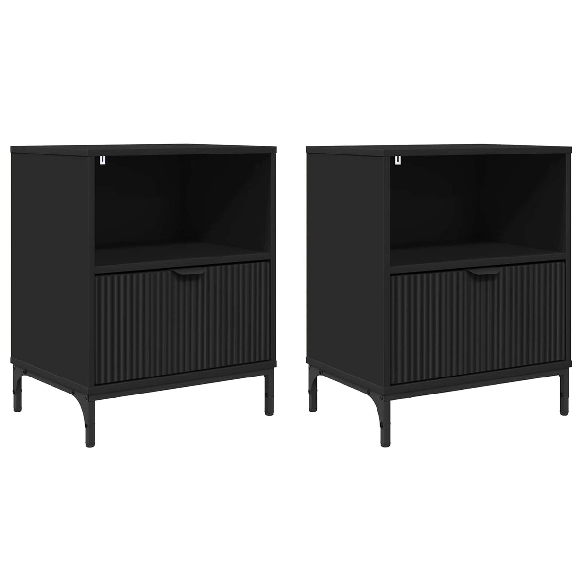 vidaXL Bedside Cabinet 2 pcs Black 49 x 36 x 61 cm Engineered wood 2